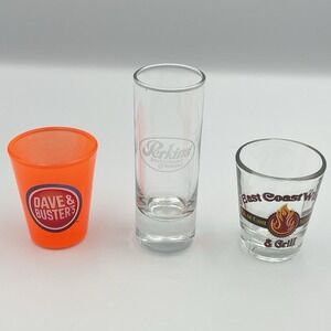 Dave & Buster's Perkins East Coast Wings Promo Shot Glasses Lot of 3